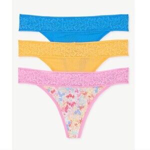 Joyspun Women's Lace and Modal Thong 3-pack Size XS